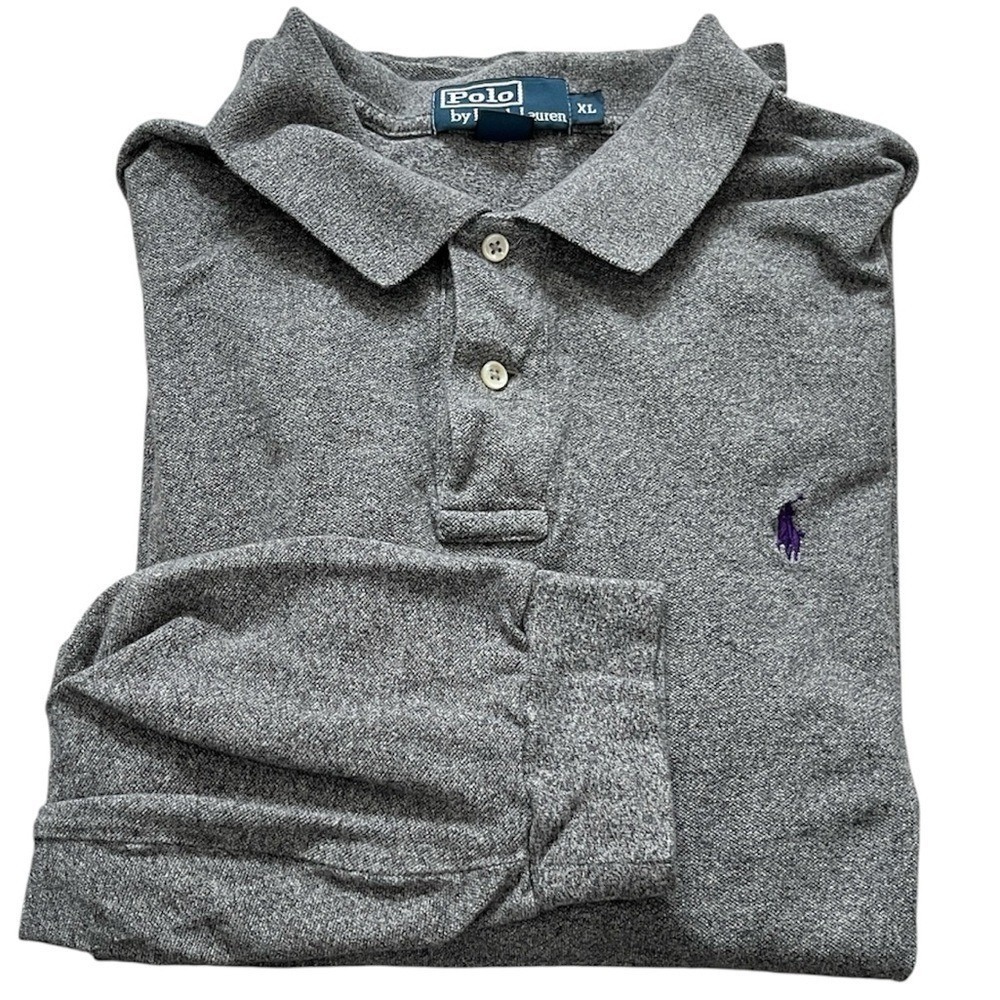 Polo Ralph Lauren Polo Shirt Mens XL Gray Long Sleeve Top Pony Preppy Causal